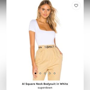 Revolve Superdown Al Square Neck Bodysuit in White Size Large NWOT